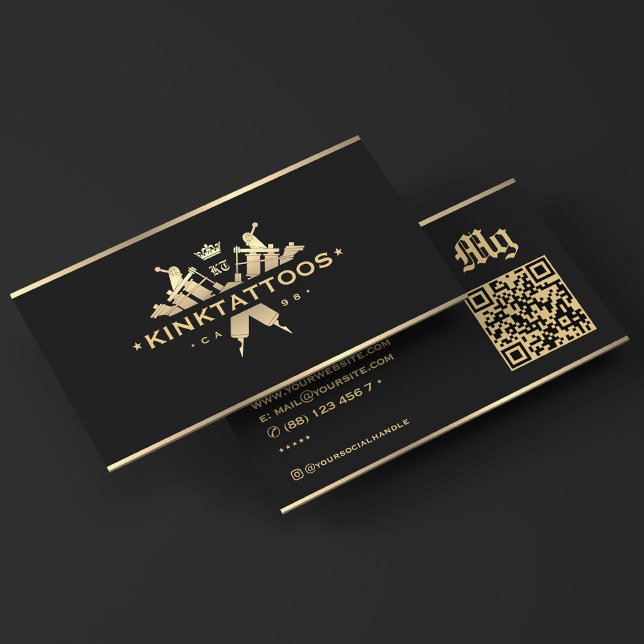 Eleganter klassischer Tattooist Tattoo Artist Blac Visitenkarte (Elegant Classic Tattooist Tattoo Artist Black Business Card
)