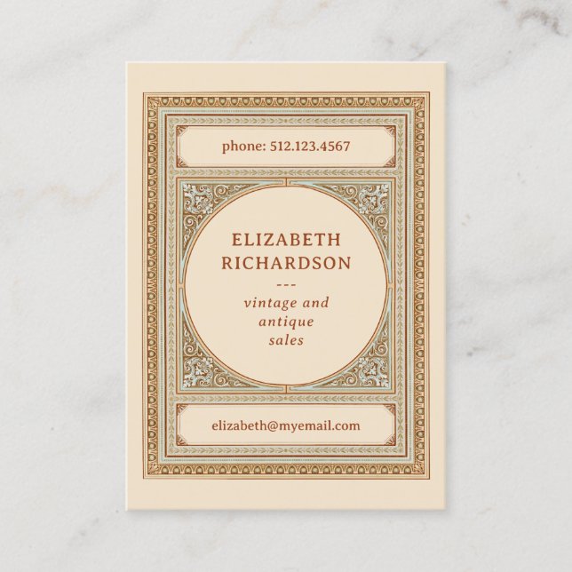Eleganter klassischer Vintager Rahmen | Bibliothek Visitenkarte (Vorderseite)