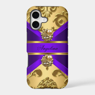 Eleganter, klassischer, violetter, goldener Damast