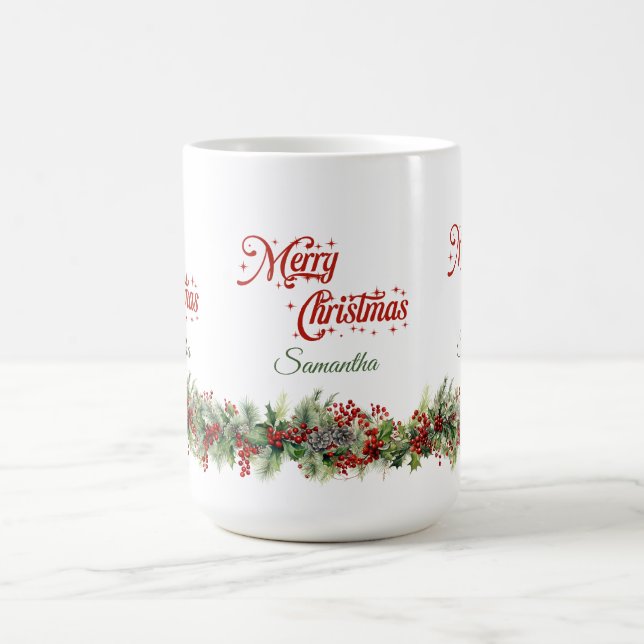 Eleganter klassischer Weihnachtskranz Kaffeetasse (Mittel)