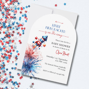 Eleganter Kleine Firecracker 4. Juli Babydusche Einladung