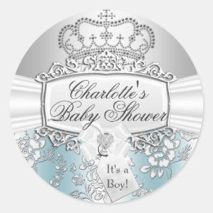 Eleganter Kleiner Prinz Blau Baby Shower Aufkleber