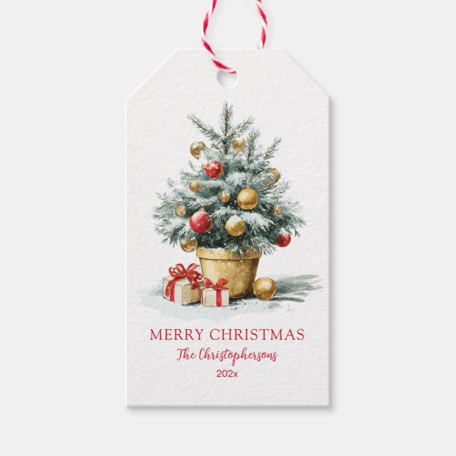 Eleganter kleiner Weihnachtsbaum Geschenkanhänger (Vorderseite)