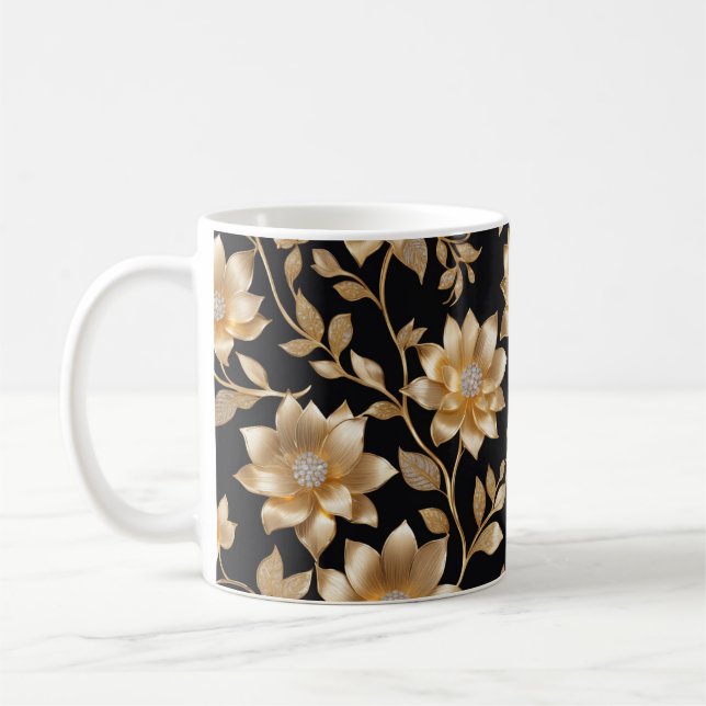 Eleganter Klettergarten Diamonds & Gold Blume Blum Kaffeetasse (Links)