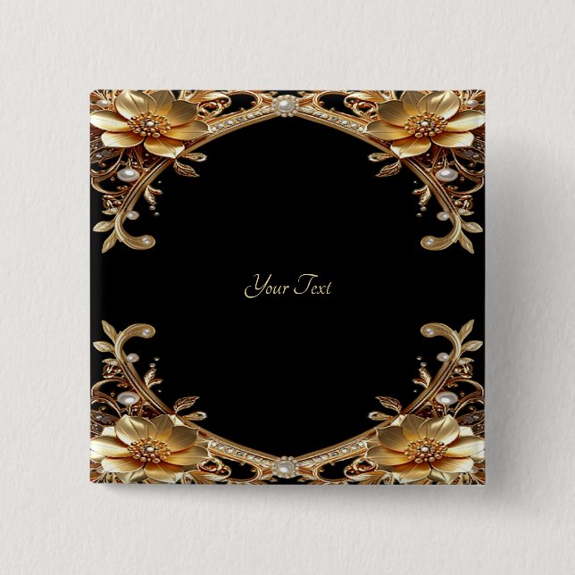 Eleganter Knopf mit goldenem Rahmen Button (Vorderseite)