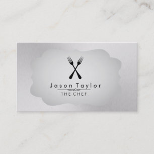 Eleganter Koch Catering Retro Cross Gabel Weißstah Visitenkarte