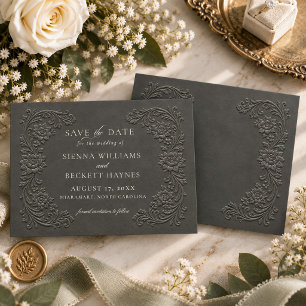 Eleganter Kohleprägedruck-Stil floral Save The Date