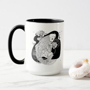 Eleganter Koi & Lotus Becher – Zen Minimalistische Tasse