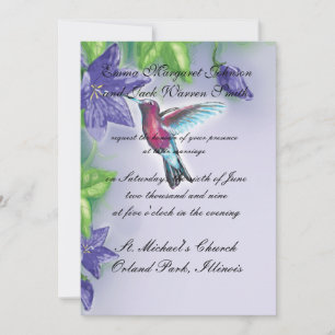 eleganter Kolibri lila Blumen Hochzeit Einladung
