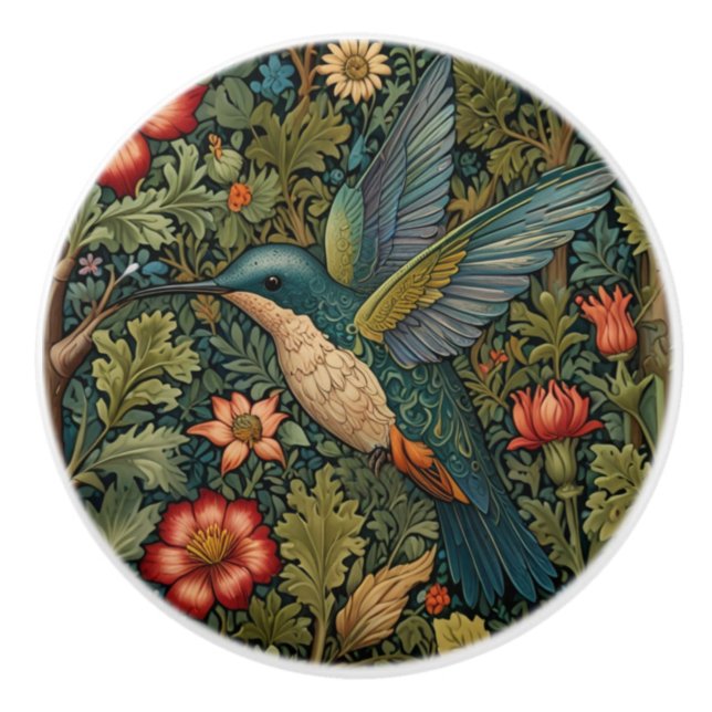 Eleganter Kolibri romantischer Boho-Chic Keramikknauf (Vorderseite)