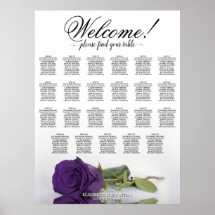 Eleganter königlicher lila Rosen-Tischplan für 23 Poster