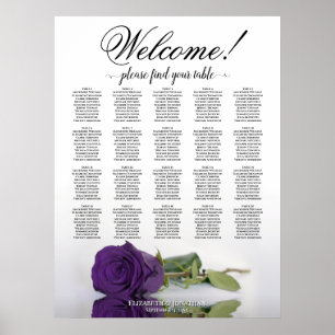 Eleganter königlicher violetter Rosen-20-Tische-Si Poster