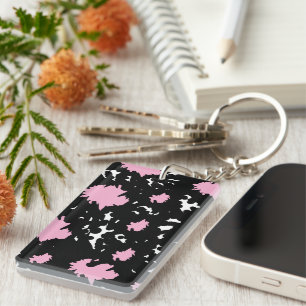 Eleganter Kontrast – Sanftes Rosa und schwarze Abs Schlüsselanhänger