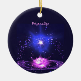 Eleganter kosmischer Zen Lila Crystal Lotus Blume Keramik Ornament