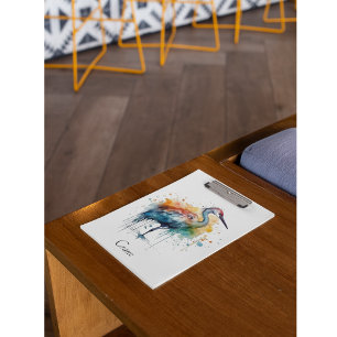 Eleganter Kranich: Aquarell-Kunst, individuell Klemmbrett