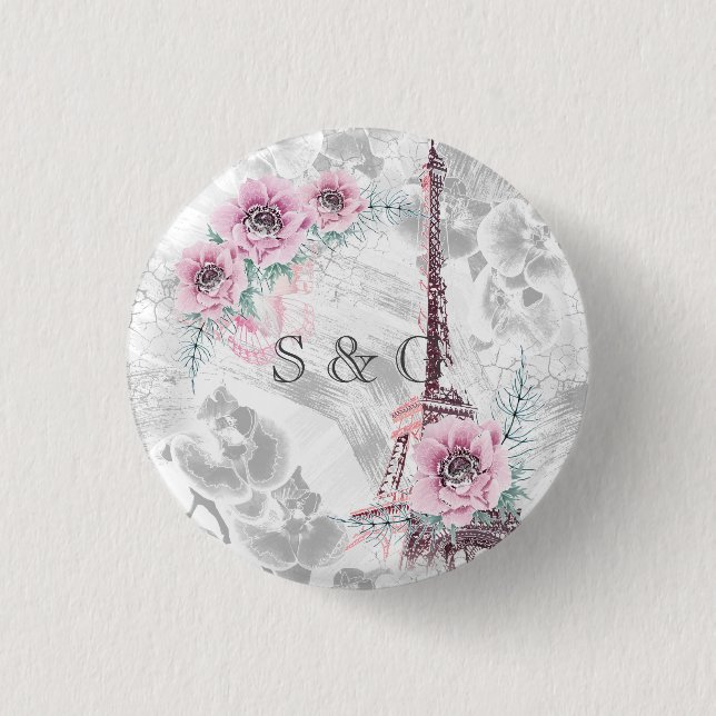 Eleganter Kranz aus rosa Blume. Button (Vorderseite)