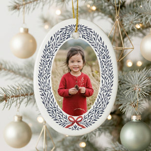 Eleganter Kranz-Bogen Weihnachts-Foto-Feiertag Keramik Ornament