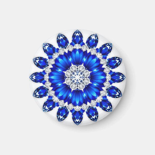 Eleganter Kranz mit blauen Blumen Magnet (Vorne)