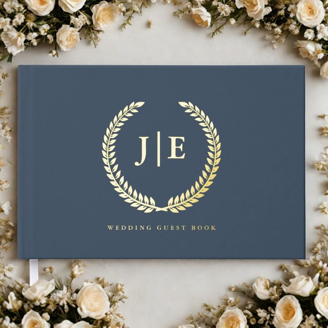 Eleganter Kranz-Monogramm-Hochzeit Gästebuch (Von Creator hochgeladen)
