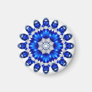 Eleganter Kranz verziert mit blauen Blumen Magnet