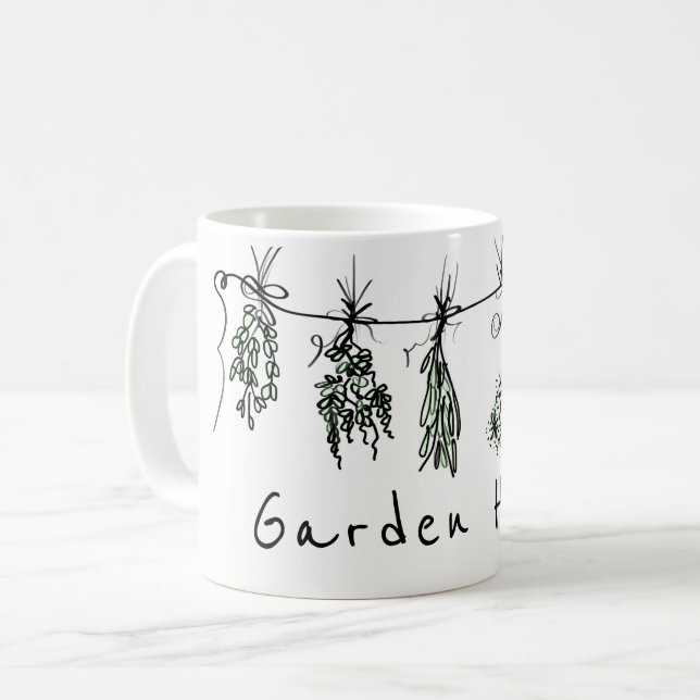 Eleganter Kräutergarten zeichnend Kaffeetasse (Vorderseite Links)