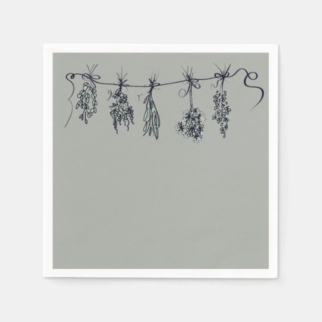 Eleganter Kräutergarten zeichnend Serviette (Vorderseite)