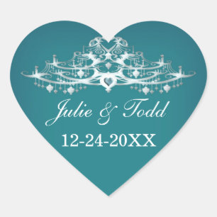 Eleganter Kronleuchter Save The Date Hochzeit Herz-Aufkleber