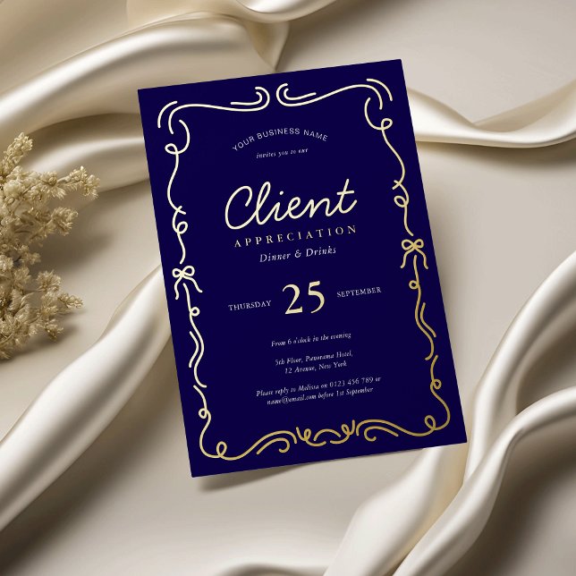 Eleganter Kundenempfang für Marine und Gold Corpor Folieneinladung (Elegant appreciation event invitations in navy and gold foil (can also be silver or rose gold))