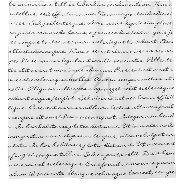 Eleganter kundenspezifischer Schwarzweiss-Text Duschvorhang (Vorderseite)