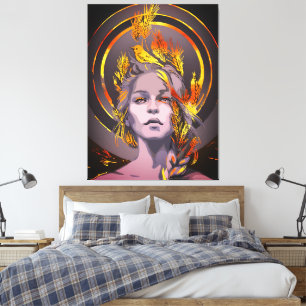 Eleganter Kunstdruck mit goldenem Weizen und Vogel Leinwanddruck