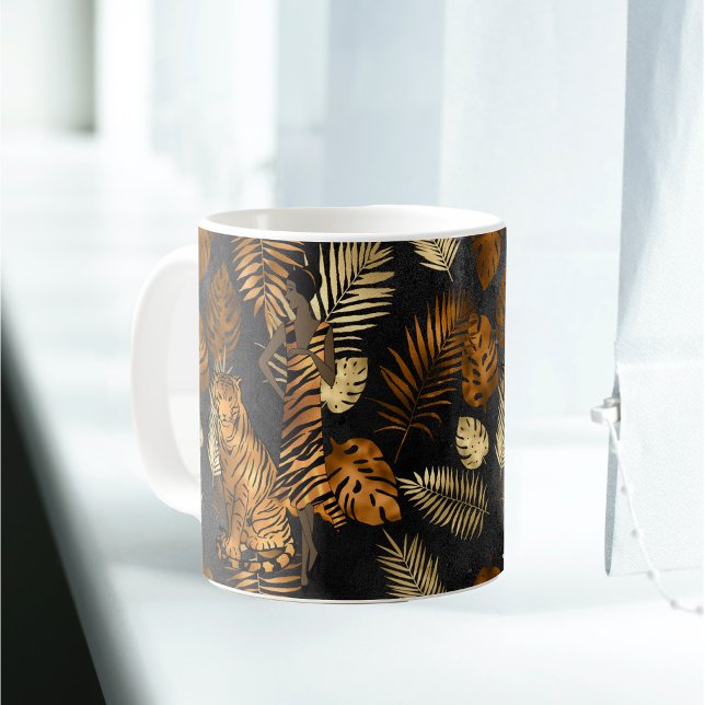 Eleganter Kupfer Black Graphic Tiger Kaffeetasse (Von Creator hochgeladen)