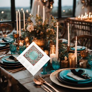 Eleganter Kupfer und türkisfarbener Cocktail Serviette
