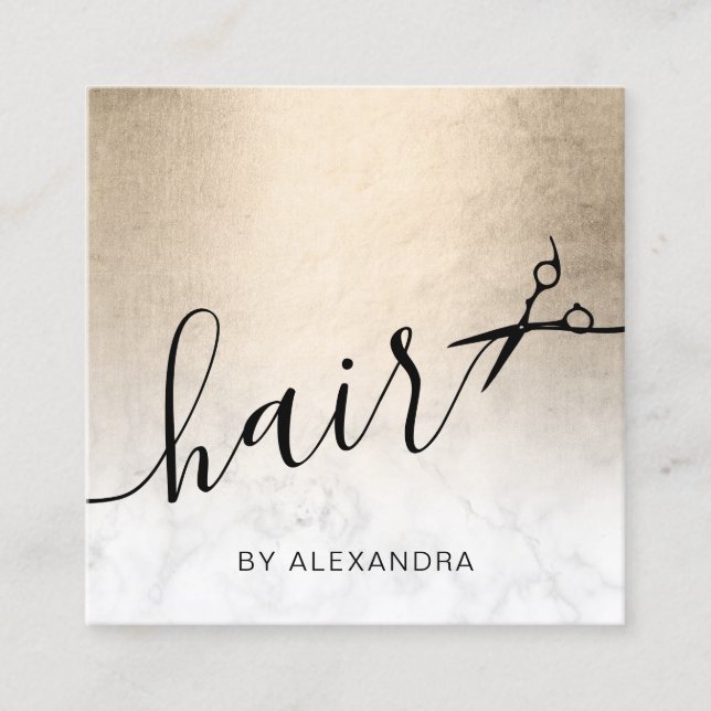 Eleganter Kupfergold-Marmor-Schere Quadratische Visitenkarte (Vorderseite)
