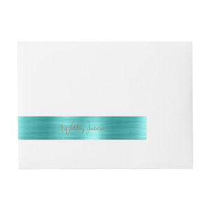 Eleganter Kupfertext Aquamarin Foil Wedding Einlad Rundum-Adressaufkleber