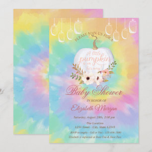 Eleganter Kürbis, Blumiges Tie Dye Baby Shower Einladung