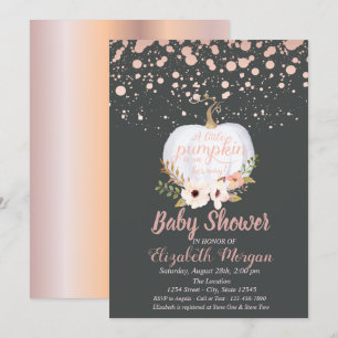 Eleganter Kürbis, Floral, Rose Gold Babyparty Einladung