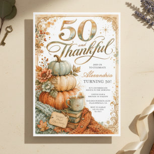 Eleganter Kürbis Herbst 50. Geburtstag Einladung