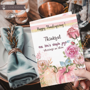 Eleganter Kürbis mit floralem Thanksgiving-Motiv Karte