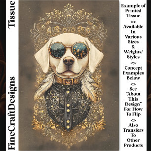 Eleganter Labrador Hund, Gold Filigran CM3 Decoupa Seidenpapier