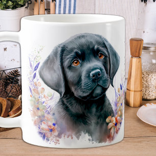 Eleganter Labrador Retriever Floral Puppy Dog Tasse