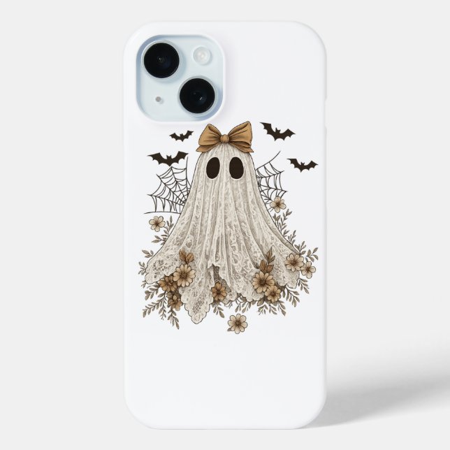 Eleganter Lace Ghost mit Bow | Floral Ghost Case-Mate iPhone Hülle (Rückseite)