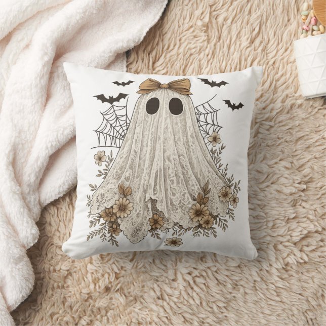 Eleganter Lace Ghost mit Bow | Floral Ghost Kissen (Decke)
