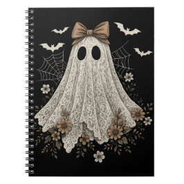 Eleganter Lace Ghost mit Bow | Floral Ghost Notizblock