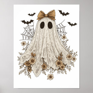 Eleganter Lace Ghost mit Bow   Floral Ghost Poster