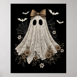 Eleganter Lace Ghost mit Bow | Floral Ghost Poster