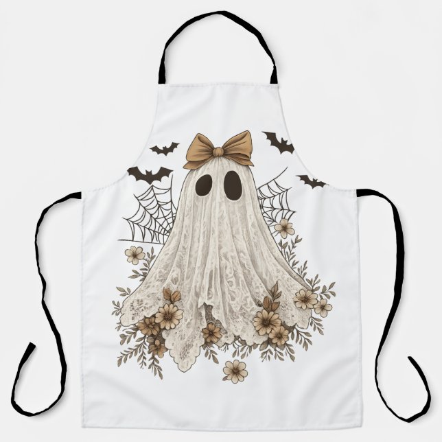 Eleganter Lace Ghost mit Bow | Floral Ghost Schürze (Vorderseite)