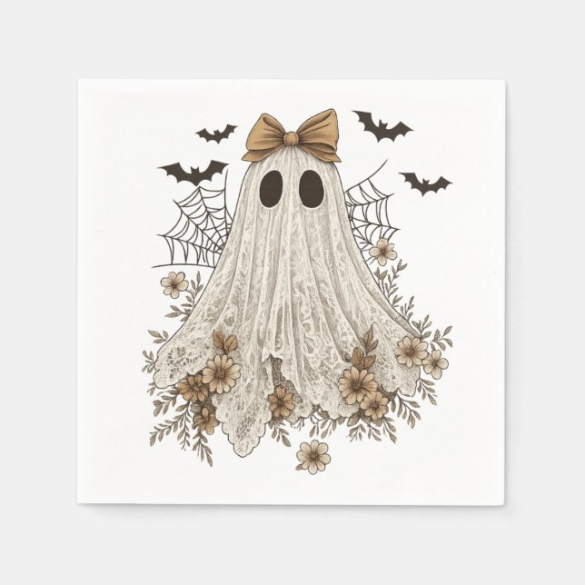 Eleganter Lace Ghost mit Bow | Floral Ghost Serviette (Vorderseite)