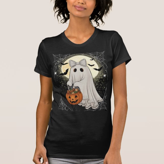 Eleganter Lace Trick-or-Leckerei Ghost T-Shirt (Vorderseite)