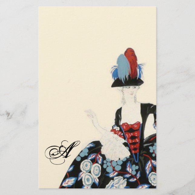 ELEGANTER LADY FLORAL DRUCK / SCHÖNHEIT FASHION MO BRIEFPAPIER (Vorderseite)