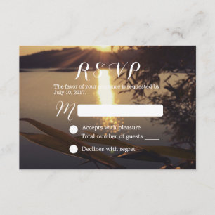 Eleganter Lake Sunset Wedding RSVP Karte